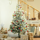 HOMCOM - Arbre de Noël artificiel enneigé de 5ft avec 521 pointes - Vert-Les branches en plastique réalistes donnent un aspect plein et luxuriant à l'arbre 