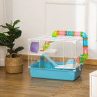 PawHut - Cage pour hamster 3 niveaux 23 po avec roue et bouteille d'eau - Bleu clair-Roue d’exercice et rampes pour l’exercice