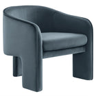 Modway - Greer Velours Performance Rembourré Fauteuil d’accent - Cadet Blue-Tissu de velours Performance
