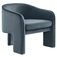 Modway - Greer Velours Performance Rembourré Fauteuil d’accent - Cadet Blue-Tissu de velours Performance