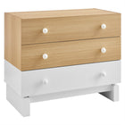 Modway - Nolia Bloc de couleur à 3 tiroirs Commode, Chêne Blanc-Commode à 3 tiroirs avec design en blocs de couleur