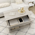 HOMCOM - Table basse relevable avec rangement caché et étagères ouvertes - chêne-Couleur : Chêne
