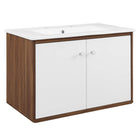 Modway - Transmit 30" Vanité de salle de bain murale - Blanc noyer-Assemblée requise