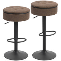 HOMCOM - Tabourets de bar pivotants avec rangement et repose-pieds - brun - paquet de 2-Comprend un coussin épais en mousse haute densité pour un confort et un soutien supérieurs 
