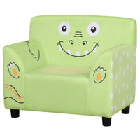 Qaba - Canapé pour enfants, fauteuil avec accoudoirs pour la maternelle, canapé pour tout-petits pour chambre d’enfant, jardin d’enfants avec motif animal mignon - vert-Convient aux chambres et salles de jeux, offrant un espace confortable pour que les enfants se détendent, regardent la télévision, lisent un livre, et plus encore  
