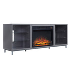 Manhattan Comfort - Ensemble de 2 cheminées modernes Brighton 60 po - Noir et gris-Cheminée électrique avec télécommande pour modifier l'effet de lueur et la chaleur visuelle Contrôle de la flamme sur 3 niveaux : faible, moyen, élevé L'apparence de la cheminée varie d'une faible lueur des bûches à une forte lueur des bûches
