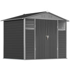 Outsunny - Remise de rangement extérieure 8 pi x 6 pi - gris foncé-Deux fenêtres en acrylique et quatre aérations permettent une circulation d'air efficace  
