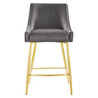 Modway - Discern Performance Velvet Tabouret de comptoir - Gris-Coussinets de pied non marqués
