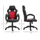 HOMCOM - Chaise de bureau style voiture de course - rouge-Léger balancement avant/arrière pour plus de confort