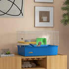 PawHut - Cage pour lapin, cochon d’Inde, furet, rat, hamster 28 po L - bleu-Grande porte avant pour un accès, un nettoyage et un entretien faciles 