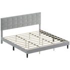 HOMCOM - Cadre de lit plateforme king size rembourré avec tête de lit - gris-Tissu doux effet velours avec mousse à haute résilience pour un confort douillet 