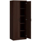 HOMCOM - Armoire de garde-manger 63 po avec étagères ajustables - brun foncé vieilli-L'étagère à 5 niveaux offre beaucoup d'espace pour les casseroles, poêles, produits secs ou appareils électroménagers 