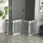 PawHut - Barrière pour animaux extra large autoportante 80 po avec pieds de support - gris clair-Matériau : MDF 