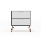 Manhattan Comfort - Table de chevet Rockefeller 20,08" style mi-siècle moderne à 2 tiroirs - Blanc-Table de chevet mi-siècle moderne pour chambre et salon