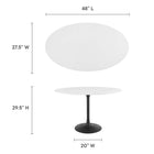 Modway - Lippa Ovale de 48 po Bois Table à manger, Noir Blanc-Plateau de table en MDF laqué