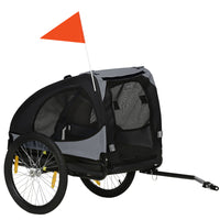 Aosom - Remorque vélo pour chien avec attelage, roues, pour chiens moyens, noir-Portes à fermeture éclair pour une entrée facile 