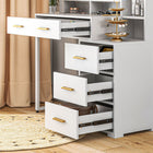 HOMCOM - Coiffeuse avec miroir à led éclairé - 39,4 po L x 15,7 po l x 54,3 po H - blanc-Assemblage requis 