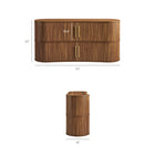 Modway - Radcliffe 63" cannelé Armoire buffet de buffet in Noyer-Portes coulissantes à tambours courbes