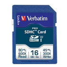 Verbatim - Carte mémoire 600x Pro SDHC, 16 Go, classe 10-La carte mémoire de série Pro 600X de Verbatim de 16 Go maximise votre capacité de saisir, décharger et traiter votre photographie numérique ou vidéo haute définition 1080p. De classe 10 pour dispositifs hôte munis d'une interface haute vitesse standard. Commutateur de protection en écriture pour prévenir la suppression accidentelle de données.