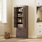 HOMCOM - Armoire de cuisine haute 67 po avec étagères réglables - espresso-Deux étagères réglables à 3 niveaux offrent un rangement personnalisable 