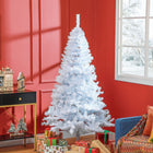 HOMCOM - Arbre de Noël artificiel de 6' avec 928 pointes de branches support métallique blanc-Comprend 928 pointes de feuilles nobles qui offrent suffisamment d'espace pour la décoration 