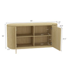 Manhattan Comfort - Olivia 60 po Buffet Moderne - Chêne Naturel-Des bords arrondis en bois lisse ajoutent une touche moderne et renforcent la sécurité