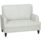 HOMCOM - Fauteuil d’appoint 45 po avec pieds tournés - large assise pour salon - blanc crème-Le tissu leathaire respirant et l'éponge épaisse offrent confort et soutien  
