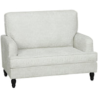HOMCOM - Fauteuil d’appoint 45 po avec pieds tournés - large assise pour salon - blanc crème-Le tissu leathaire respirant et l'éponge épaisse offrent confort et soutien  
