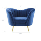 Modway - Opportunity Performance Velvet Fauteuil - Marine-Sellerie en velours Performance résistante aux taches