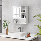 Kleankin - Armoire de salle de bain murale avec miroir, porte et étagère réglable - blanc-Fabriqué en panneau MDF pour plus de durabilité   