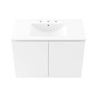 Modway - Bryn Support mural de 36" Vanette de salle de bain - Blanc blanc-Portes à fermeture douce