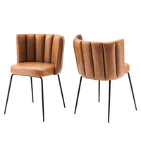 Modway - Virtue Cuir végane Chaise à manger Ensemble de 2 - Black Tan-Ensemble de chaises à manger rétro