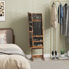 HOMCOM - Armoire à bijoux miroir avec lumières led - 14,25 po L x 11,75 po l x 53,5 po H - brun rustique-Miroir pleine longueur réglable sur 3 niveaux d’inclinaison, offrant une excellente vue pour s’habiller 