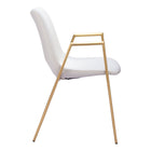 Zuo - Desi Chaise de salle à manger - Blanc/Or - Ensemble de 2-Dimensions: 23,2 po L x 21,7 po L x 32,5 po H