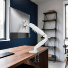 ShoppingAll - Support de moniteur VESA simple avec bras à ressort à gaz entièrement réglable et pince de bureau - Blanc-8