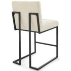 Modway - Privy Acier inoxydable noir Tissu rembourré Tabouret de comptoir - Noir beige - Ensemble de 2-Touffe élégante de biscuits