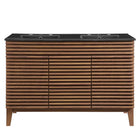 Modway - Render 48" Meuble de salle de bain à double lavabo - Noir noyer-Vanité moderne du milieu du siècle
