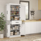 HOMCOM - Armoire de cuisine garde-manger 72 po, haute avec portes de grange et tiroir - blanc-Deux étagères réglables sur 3 niveaux offrent une organisation personnalisée 