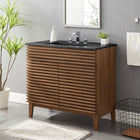 Modway - Render 36" Vanette de salle de bain - Noir noyer-Pieds en bois effilés