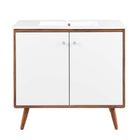 Modway - Transmit 36" Vanette de salle de bain - Blanc noyer-Matériel Chrome