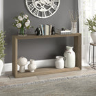 Hudson&Canal - Console Osmond 55" L - Chêne gris vieilli-Fini en chêne gris vieilli aspect bois