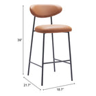 Zuo - Rorun Tabouret de bar - Brun - Ensemble de 2-6
