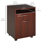 HOMCOM - Armoire à dossiers verticale avec tiroirs sur roulettes - espresso-Fabriqué en panneau de particules revêtu de mélamine pour la solidité et la stabilité   
