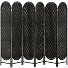 HOMCOM - Paravent autoportant tissé à 6 panneaux à sommet arqué pour chambre - noir-Le design tissé à la main crée de magnifiques motifs lumineux et offre une semi-intimité douce  

