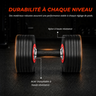 MotionGrey - Haltère réglable  V2 avec 6 réglages de poids, cadran de réglage rapide et base de rangement - 5 à 26,5 lb-7