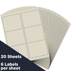 JAM Paper Étiquettes postales, 4 x 3 1/3 po, ivoire, 6 par page, 240 par paquet-Taille : 4 x 3 1/3 po