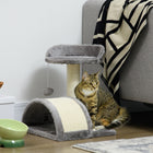 PawHut - Arbre à griffer pour chat 18 po avec maison et jouet suspendu - gris-Comprend un jouet boule amusant sur l'arbre à chat pour divertir votre chat 
