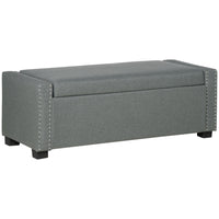 HOMCOM - Banc ottoman de rangement moderne rembourré à dessus relevable - gris clair-Le tissu neutre s’intègre parfaitement à une décoration mixte et assortie 