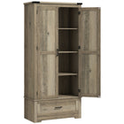 HOMCOM - Armoire de rangement de cuisine haute 69 po avec étagères ajustables - gris-L’armoire à étagères à 4 niveaux et le tiroir maximisent l’espace de rangement 