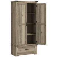 HOMCOM - Armoire de rangement de cuisine haute 69 po avec étagères ajustables - gris-L’armoire à étagères à 4 niveaux et le tiroir maximisent l’espace de rangement 